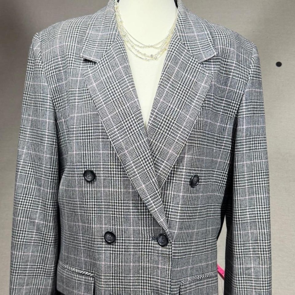 Pendleton‎ Wool Blazer Womens Small Gray Plaid Double Breasted Vintage